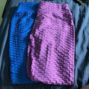 Lifting leggings, purple and blue!